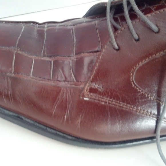 brown leather square toe men's lace tie shoes 11M - Picture 4 of 8